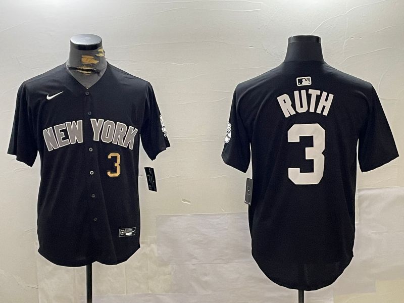 Men New York Yankees #3 Ruth Black Game 2024 Nike MLB Jersey style 12021->new york yankees->MLB Jersey
